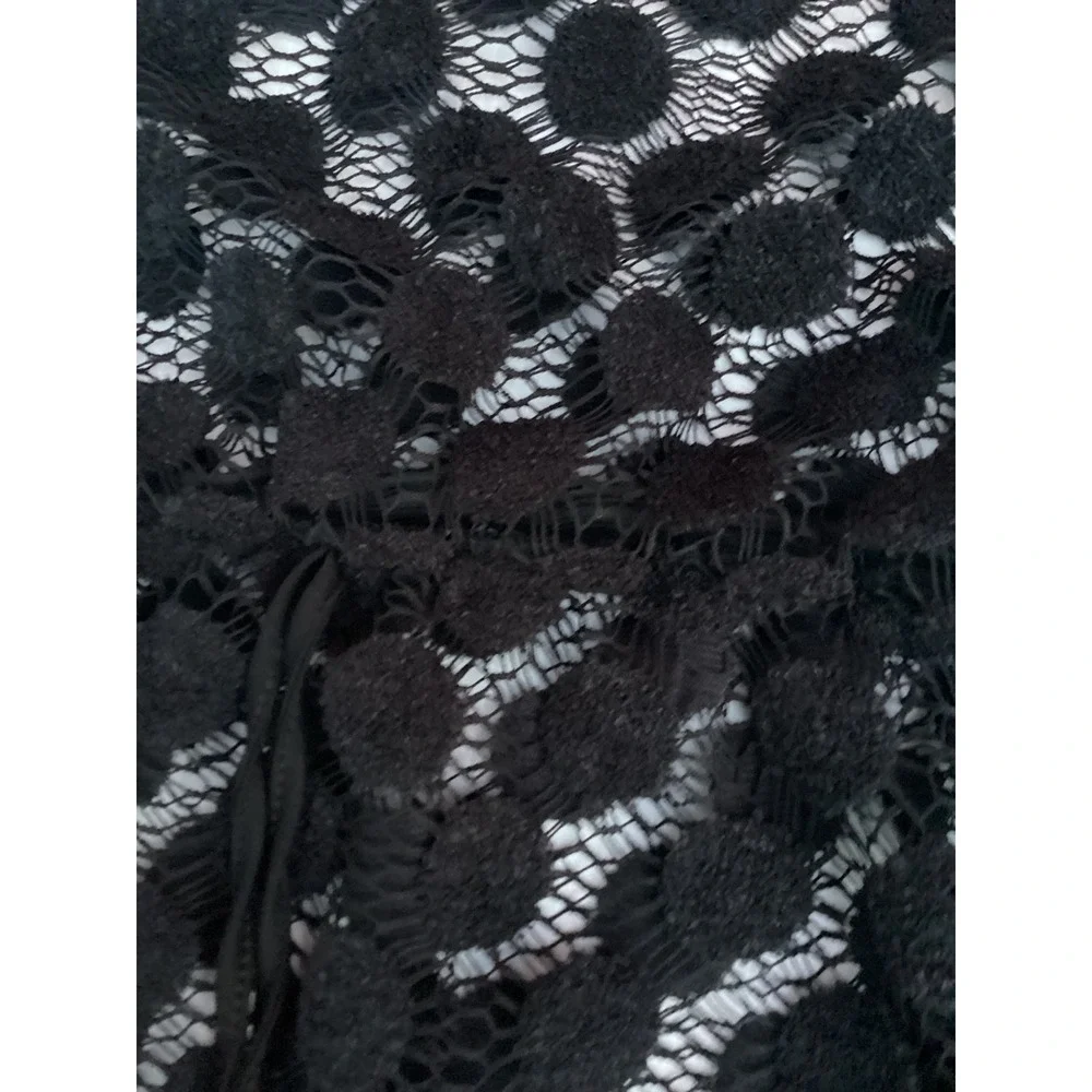 Sand‎ & Spirit Black Lace Polka Dot Swim Cover Up Dress XL Sleeveless Drawstring